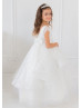 Cap Sleeves Glitter Peplum Flower Girl Dress